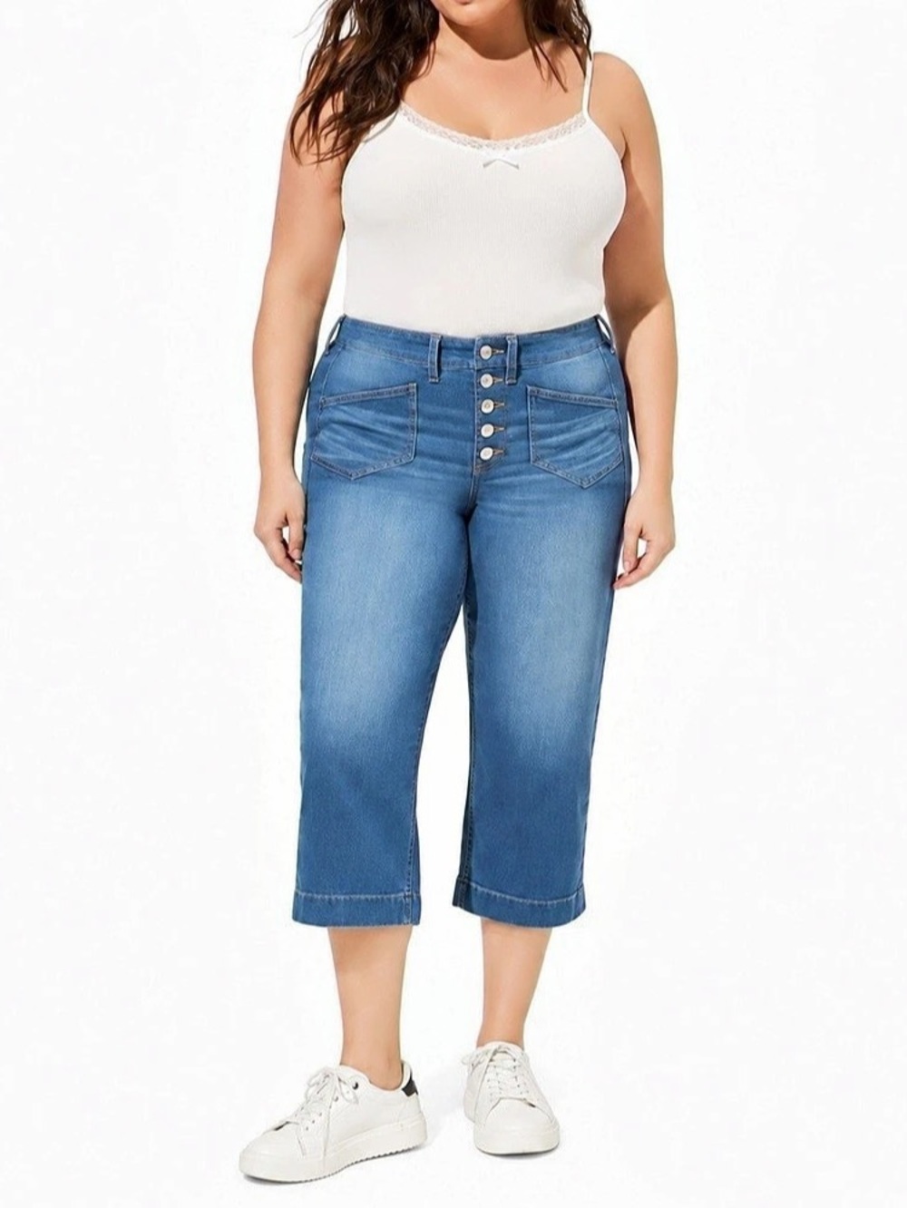 Torrid Crop Wide Leg Vintage Stretch High Rise Jeans